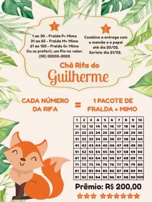 Convite Chá Rifa Raposa do Bosque para Editar Online