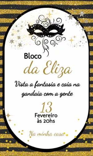 Convite de Aniversário Carnaval com Máscara para Editar Online