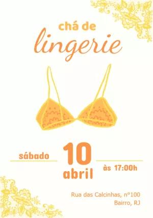 Convite Chá de Lingerie Amarelo para Editar Online