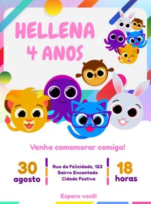 Convite Aniversário Bolofofos Editável Online com Personagens