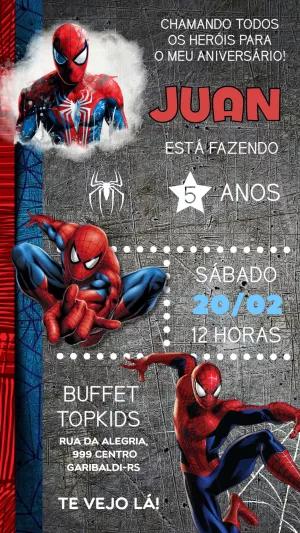 Convite de Aniversário Homem-Aranha para Editar Online