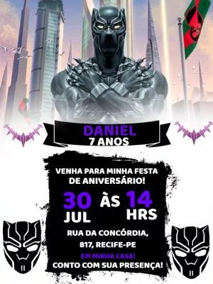 Convite de Aniversário Pantera Negra para Editar Online