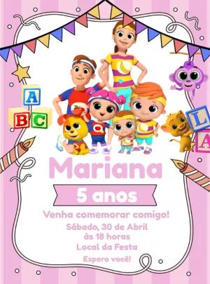 Convite de Aniversário Little Angel com Personagens para Editar