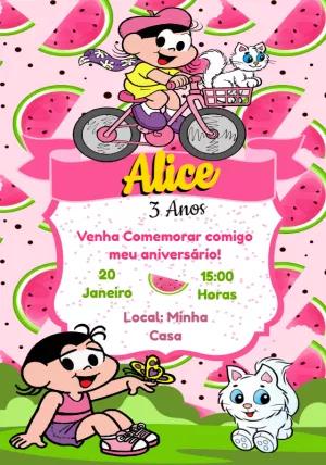 Convite Aniversário Magali e Melancia para Editar Online
