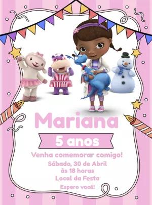 Convite Doutora Brinquedos com Personagens para Editar Fácil