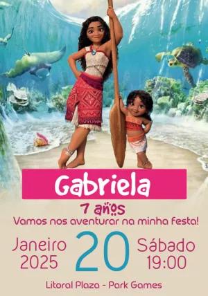 Convite de Aniversário Moana Baby para Editar Online