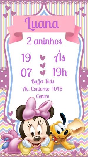 Convite de Aniversário Minnie Baby para Editar Online
