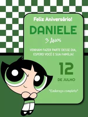 Convite de Aniversário Meninas Super Poderosas para Editar Online
