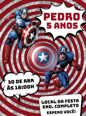 Convite de Aniversário Capitão América para Editar Online