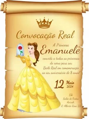 Convite Aniversário A Bela e a Fera Editável Online
