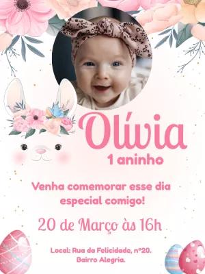 Convite Aniversário Páscoa com Foto para Editar Online