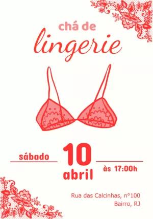 Convite Chá de Lingerie com Renda para Editar Online