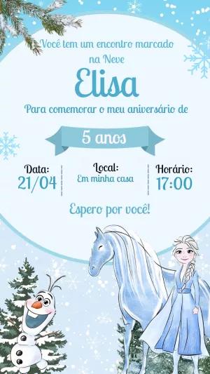 Convite Aniversário Frozen Elsa e Olaf para Editar Online