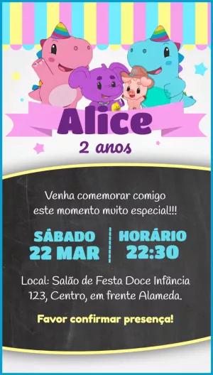 Convite de Aniversário Babytube com Personagens para Editar