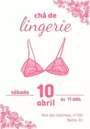 Convite Chá de Lingerie Delicado com Renda para Editar Online