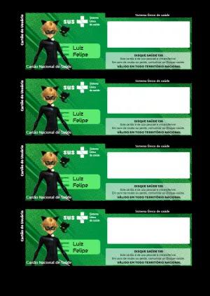 Cartão do SUS do Cat Noir Miraculous para Editar Online