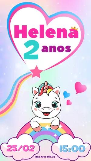 Convite Aniversário Unicórnio Mágico para Editar Online