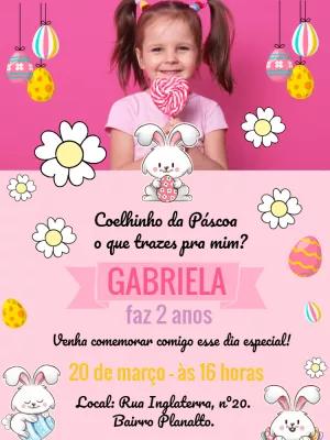 Convite de Aniversário Páscoa com Foto para Editar Online