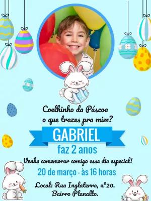 Convite de Aniversário Páscoa com Foto para Editar Online