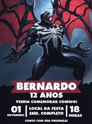 Convite de Aniversário Venom para Editar Online e Imprimir