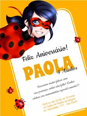 Convite de Aniversário Miraculous Ladybug para Editar Online
