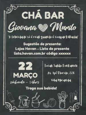 Convite Chá Bar Quadro Negro e Giz para Editar Online