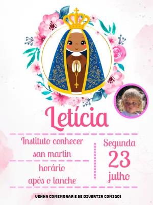 Convite Aniversário Nossa Senhora com Foto para Editar Online