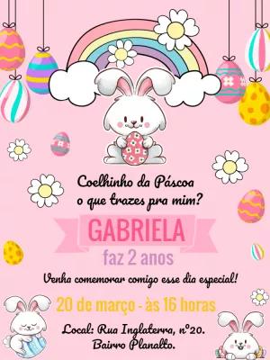 Convite Aniversário Páscoa com Coelhinho Fofo para Editar