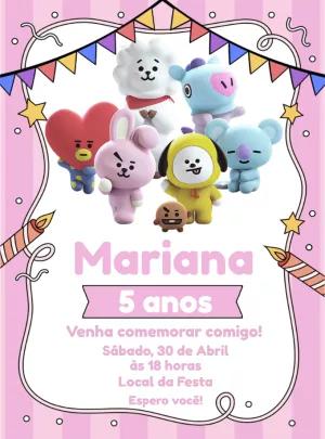 Convite de Aniversário BT21 para Editar Online