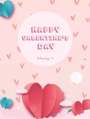 Valentine's Day Card with Paper Hearts to Edit Online