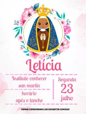 Convite de Aniversário Nossa Senhora Floral para Editar