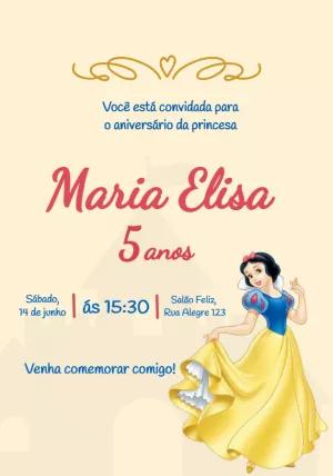Convite de Aniversário Branca de Neve para Editar Online