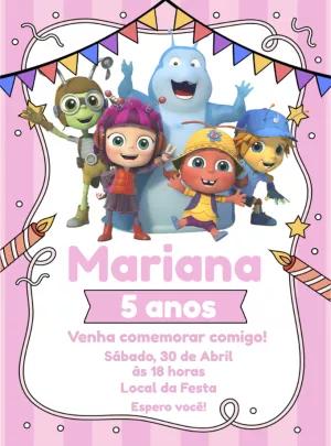 Convite de Aniversário Beat Bugs com Personagens para Editar