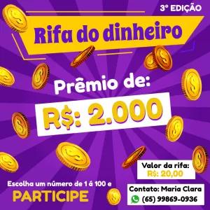 Modelo de Rifa de Dinheiro com Moedas para Editar