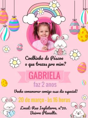 Convite de Aniversário Páscoa com Foto para Editar Online