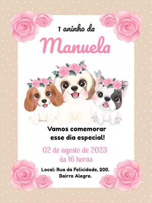 Convite de Aniversário Tema Cachorrinha para Editar Online