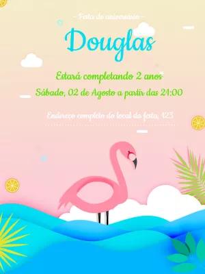 Convite de Aniversário Flamingo Tropical para Editar Online