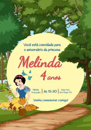 Convite de Aniversário Branca de Neve para Editar Online