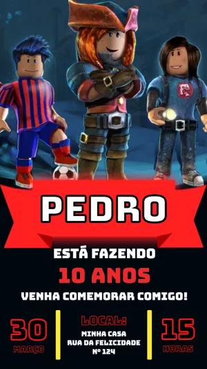 Convite Aniversário Roblox com Personagens para Editar Online
