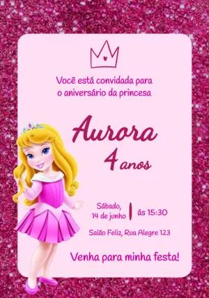 Convite de Aniversário Bela Adormecida para Editar Online