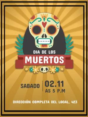 Invitación Día de los Muertos con Calavera para Editar Online