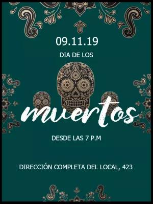 Invitación Día de los Muertos con Calaveras para Editar Online