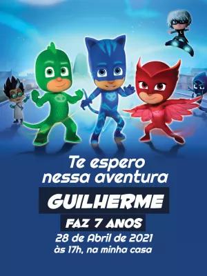 Convite de Aniversário PJ Masks para Editar Online Facilmente