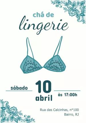 Convite Chá de Lingerie Delicado com Renda para Editar Online