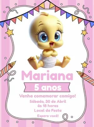Convite de Aniversário Piu Piu Bebê Editável Online
