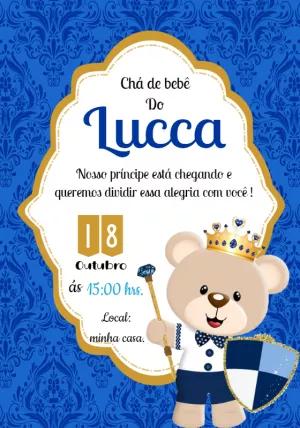 Convite Chá de Bebê Ursinho Príncipe para Editar Online