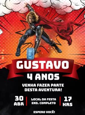 Convite de Aniversário Thor Vingador para Editar Online