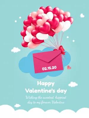 Romantic Valentine's Day Post with Heart Balloons to Edit