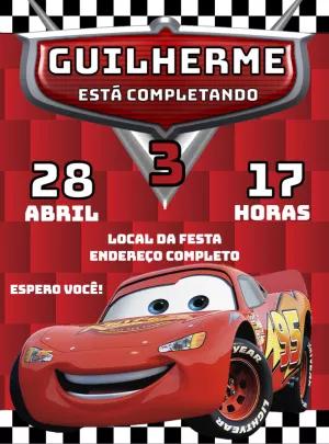 Convite Aniversário Carros Relâmpago McQueen para Editar Online
