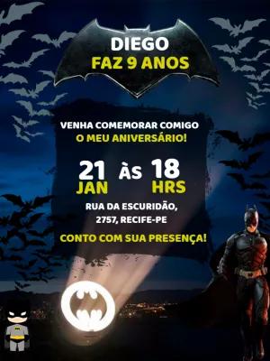 Convite de Aniversário Batman para Editar Online